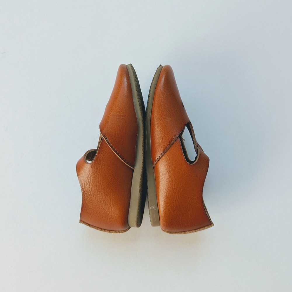 Zara Brown Leather T-bars 21 (5.5) - Picture 3 of 4